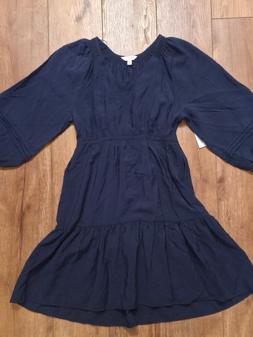 Time and Tru Women’s Navy Tiered Long Sleeve Dress NWT